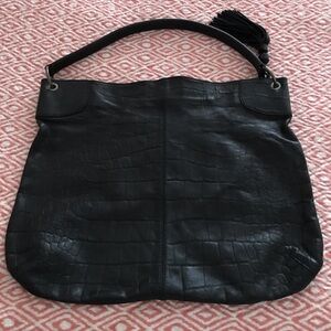 Banana Republic black leather bag purse with an inside pocket